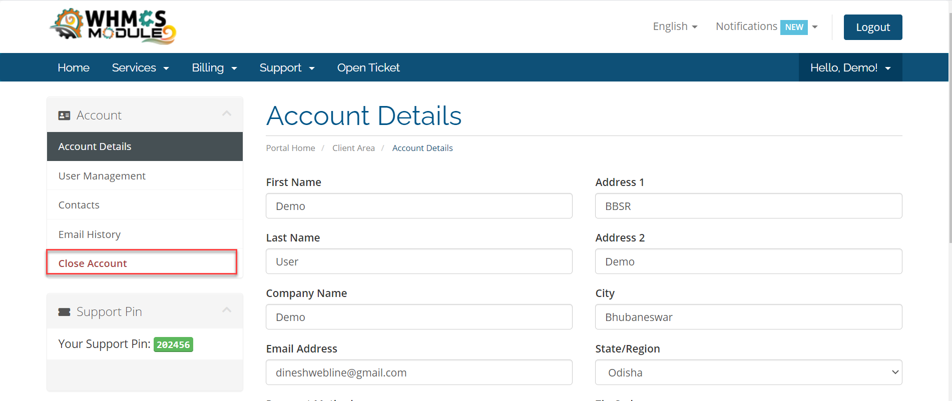Account Status Extended Module for WHMCS