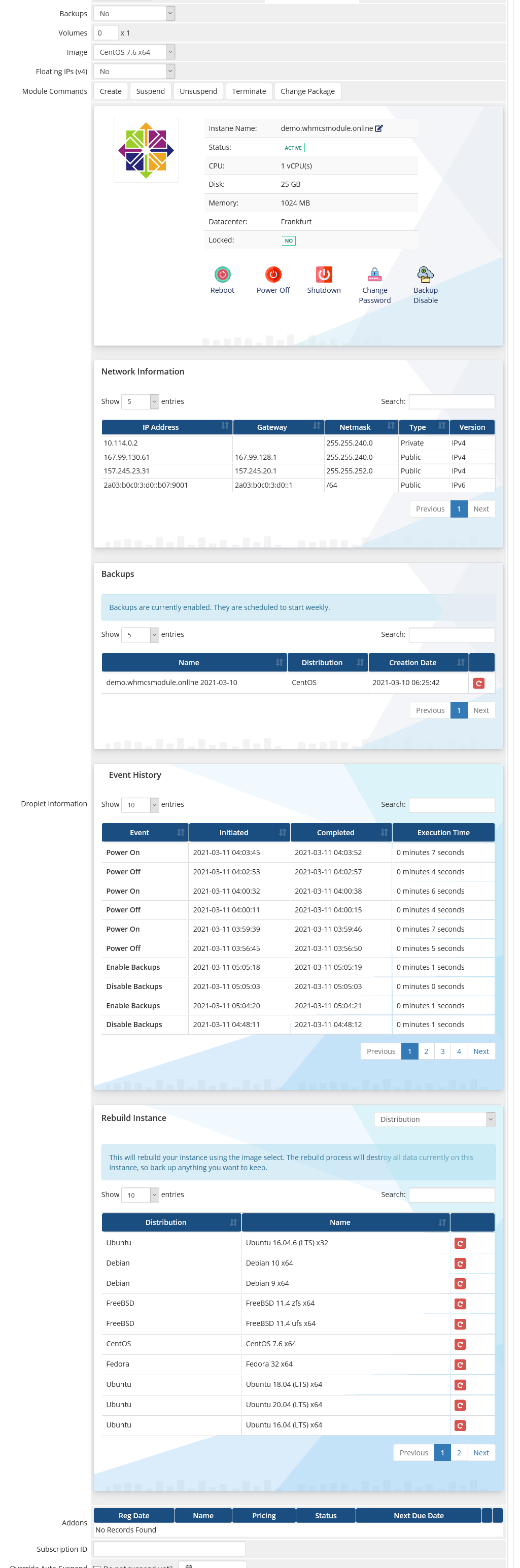 DigitalOcean Droplets Automation WHMCS Module