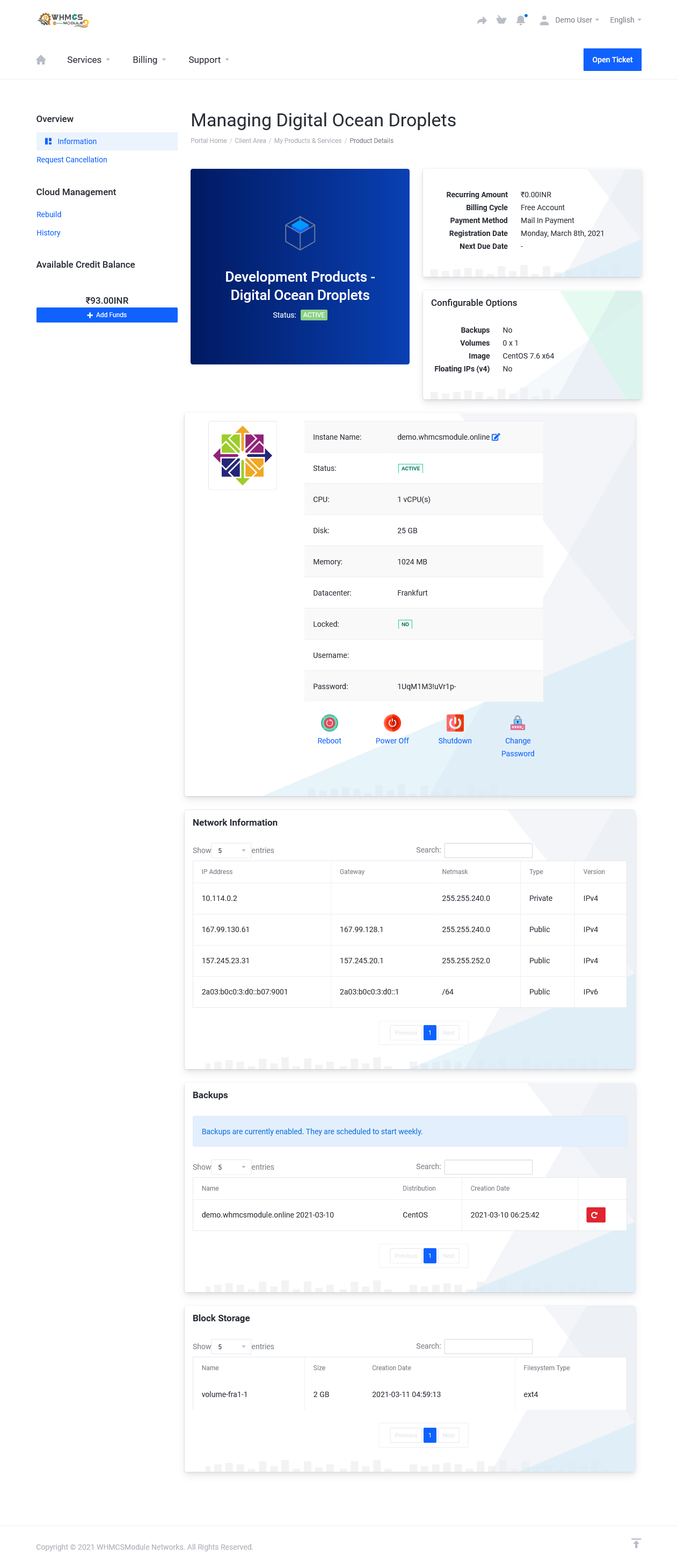 DigitalOcean WHMCS Module