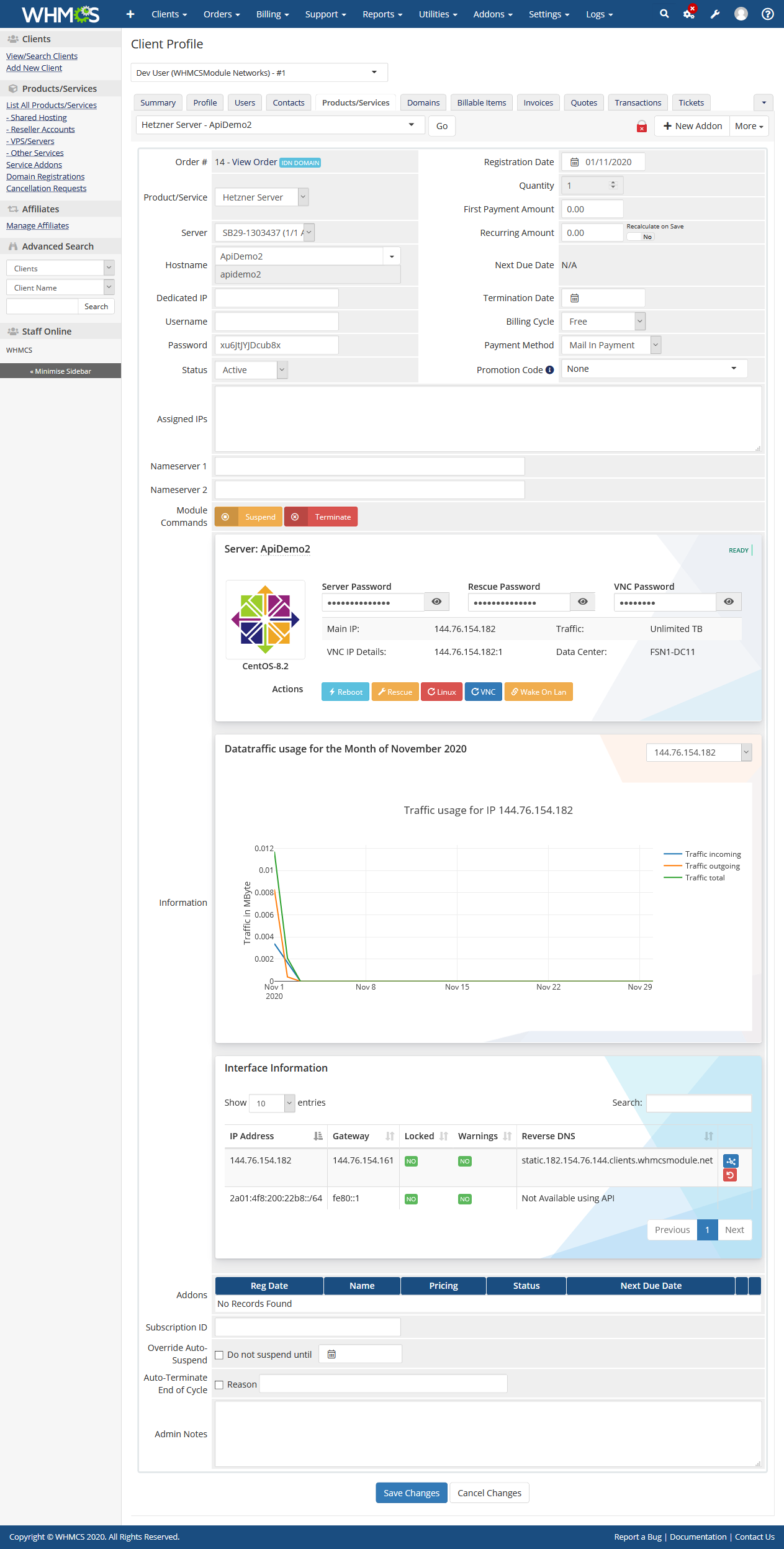 Hetzner Server Automation WHMCS Module