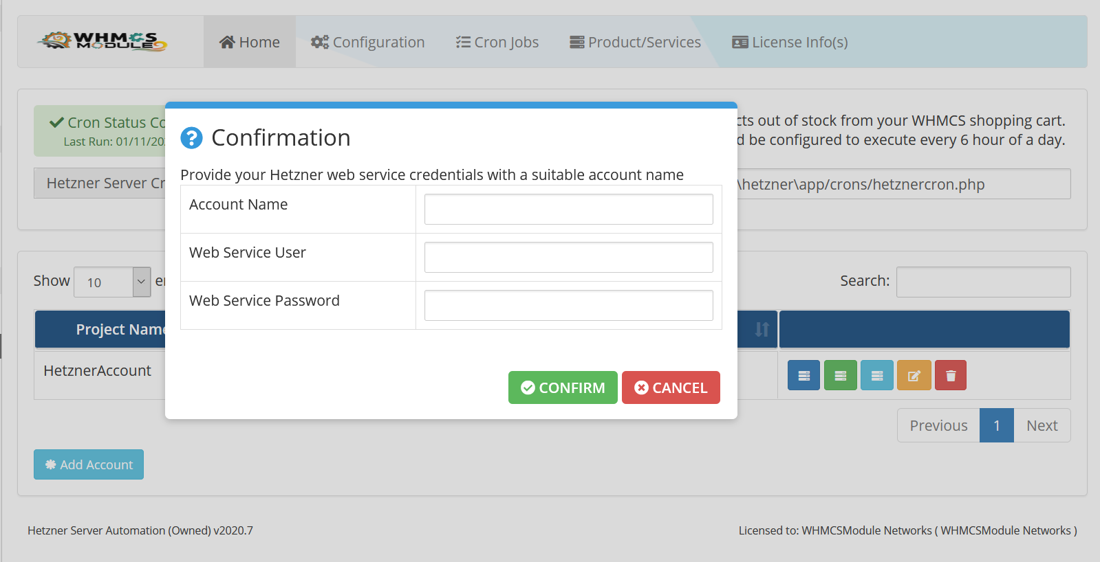 Hetzner Server Automation WHMCS Module