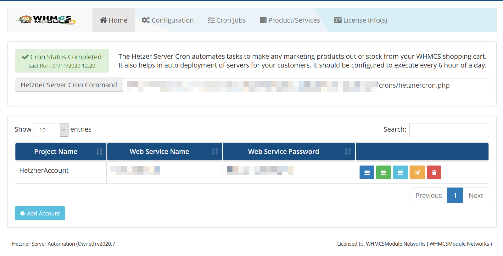 Hetzner Server WHMCS Module