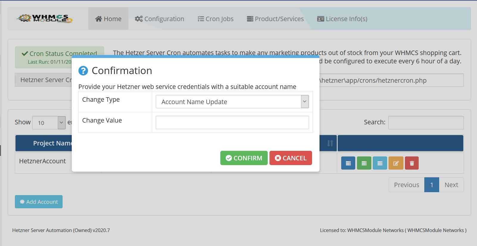 Hetzner Server Automation WHMCS Module