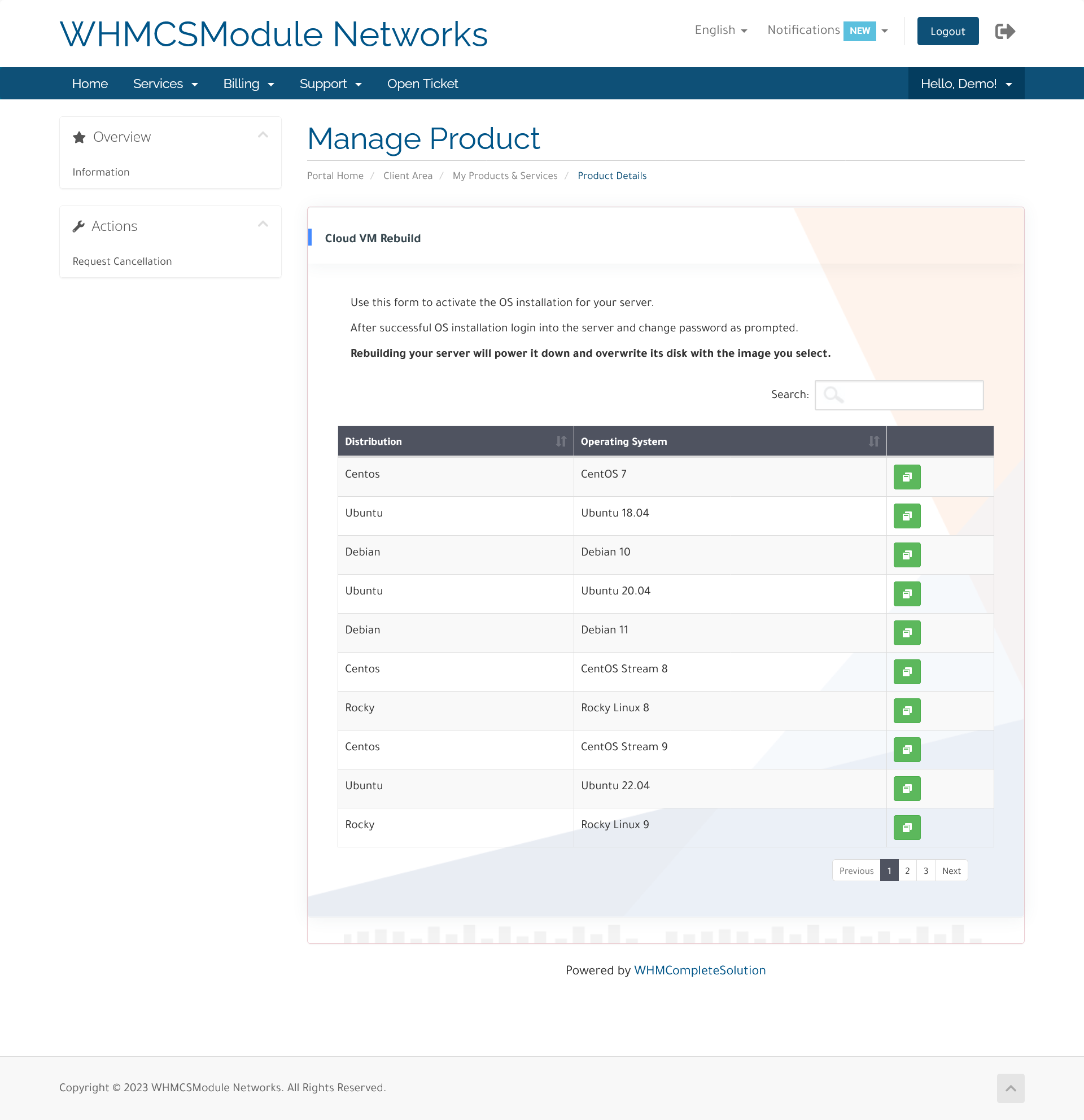 Hetzner Cloud Automation WHMCS Module