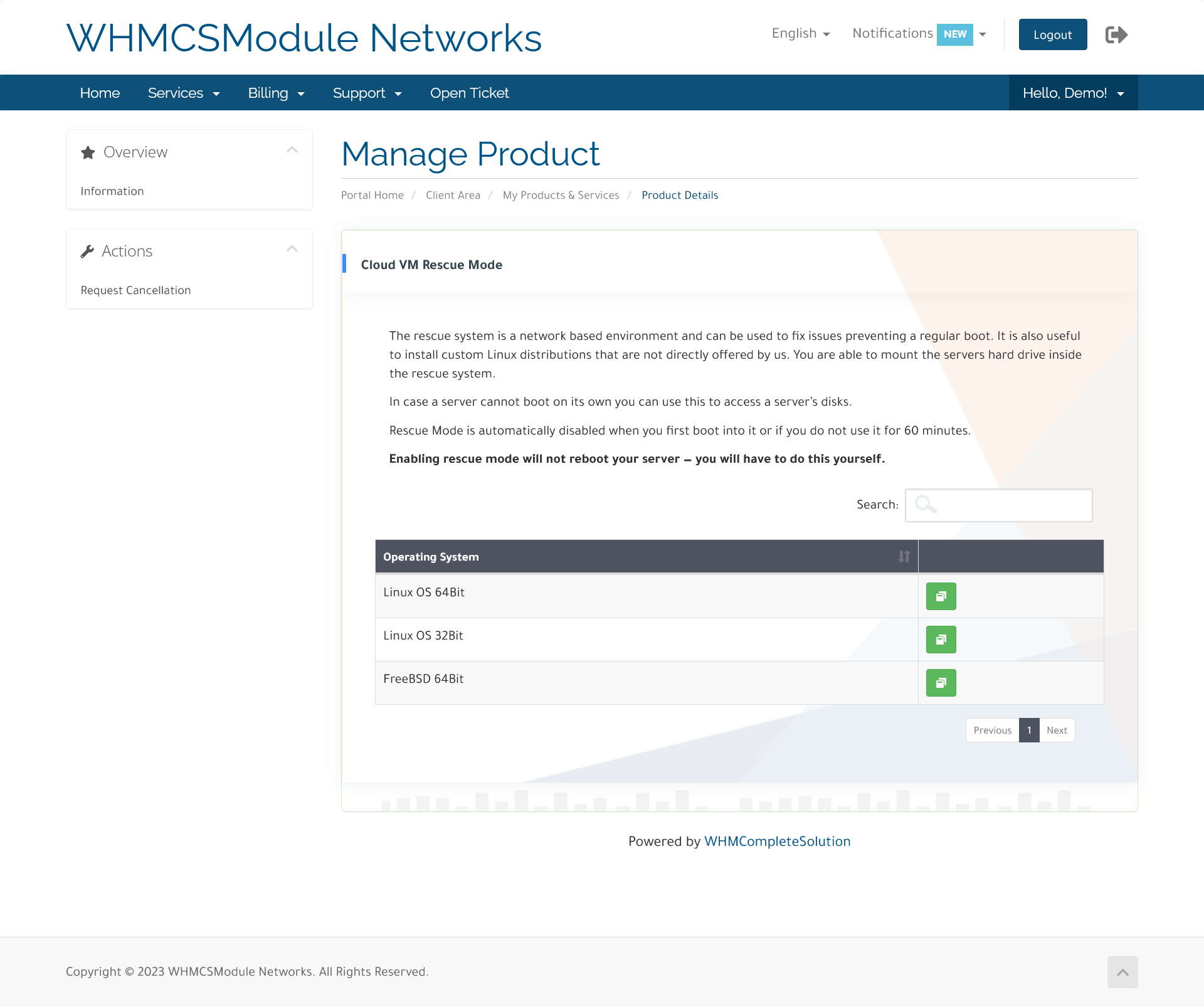 Hetzner Cloud Automation WHMCS Module