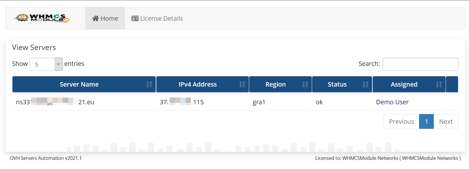 OVH Automation WHMCS Module