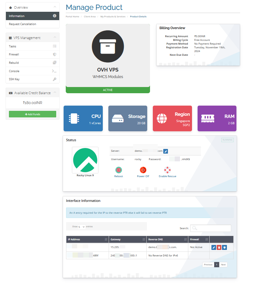 OVH VPS Automation WHMCS Module
