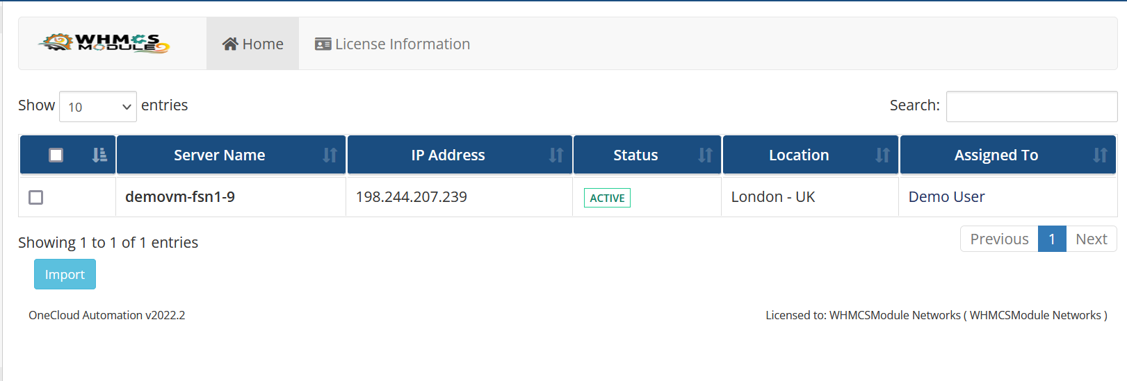 OneCloud (OneProvider VM) Automation WHMCS Module