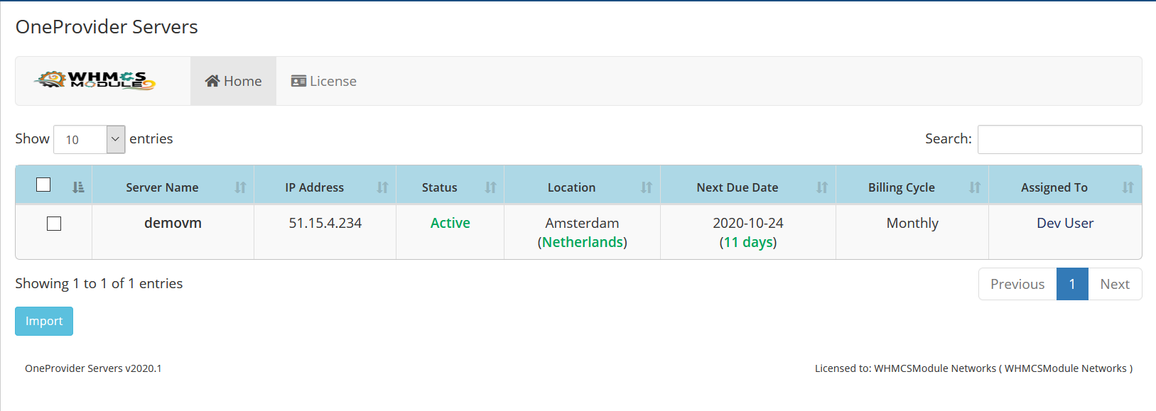 OneProvider Server Automation WHMCS Module