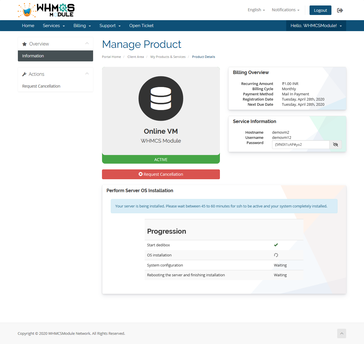 Scaleway (Online.net) Automation WHMCS Module