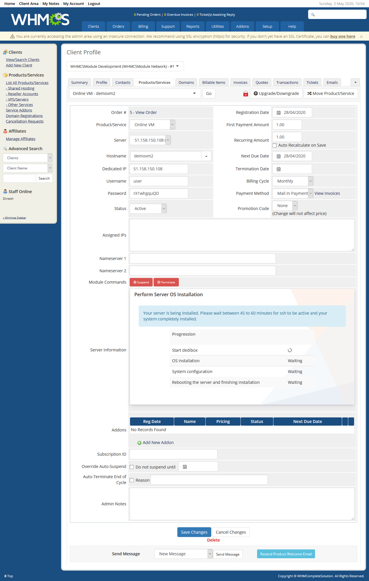 Scaleway (Online.net) Automation WHMCS Module