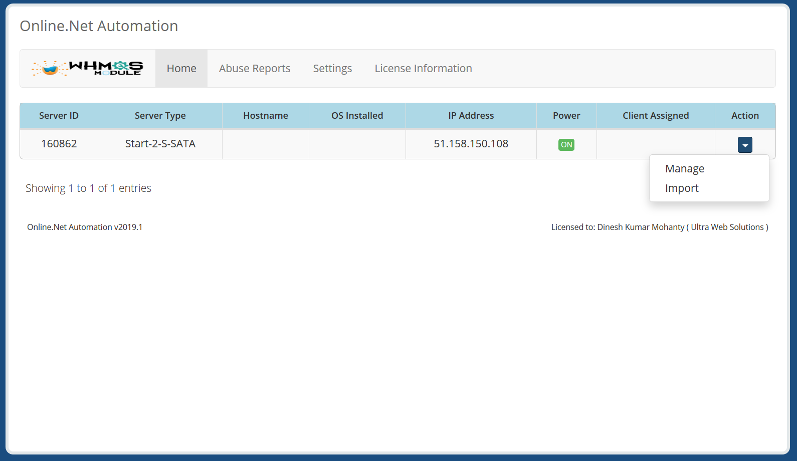 Scaleway (Online.net) Automation WHMCS Module