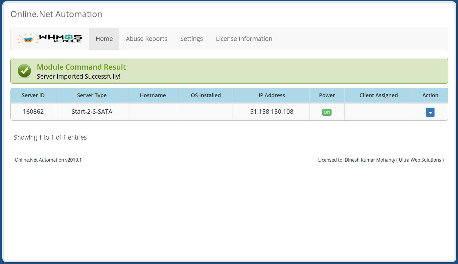 Scaleway (Online.net) Automation WHMCS Module