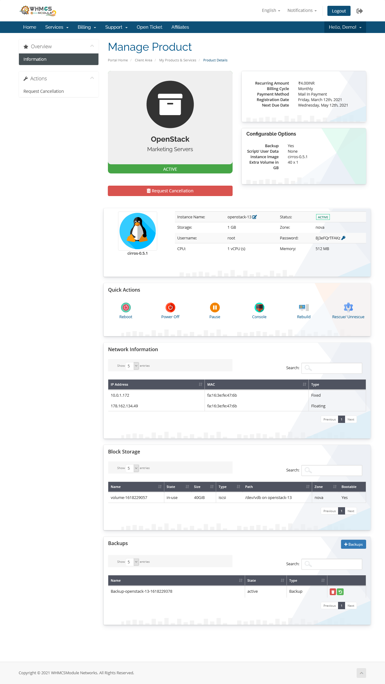 OpenStack WHMCS Module