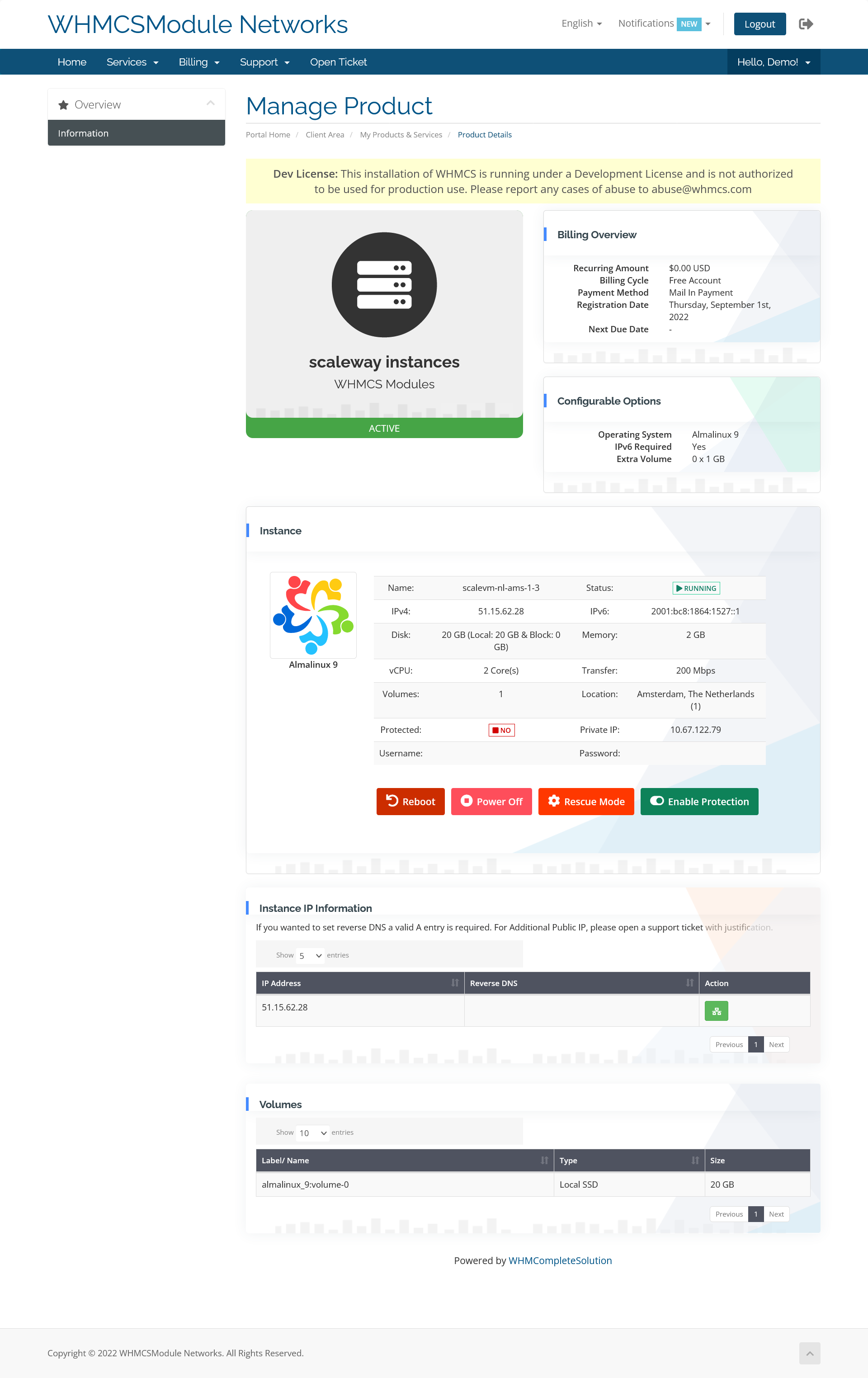 Scaleway VPS Automation WHMCS Module