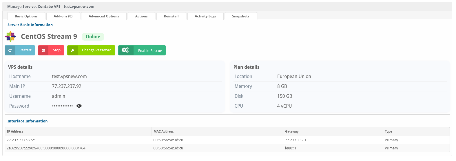 Contabo VPS Blesta Module