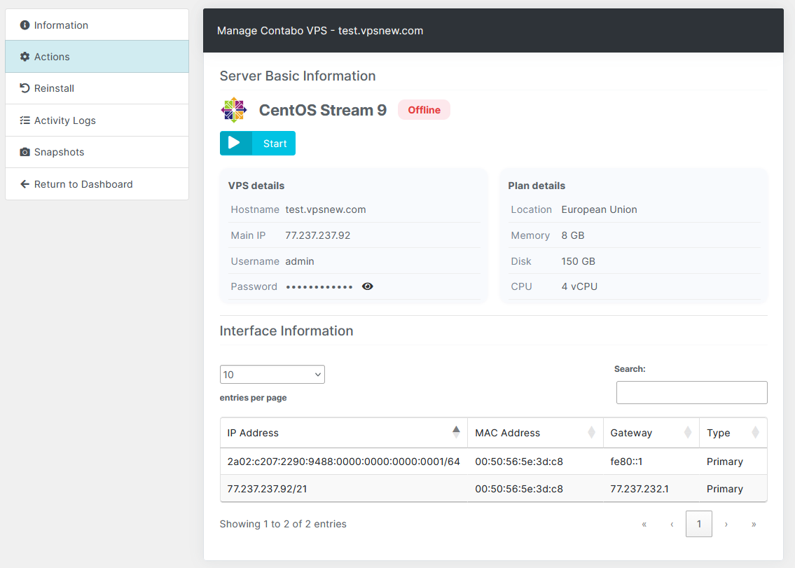 Contabo VPS Blesta Module