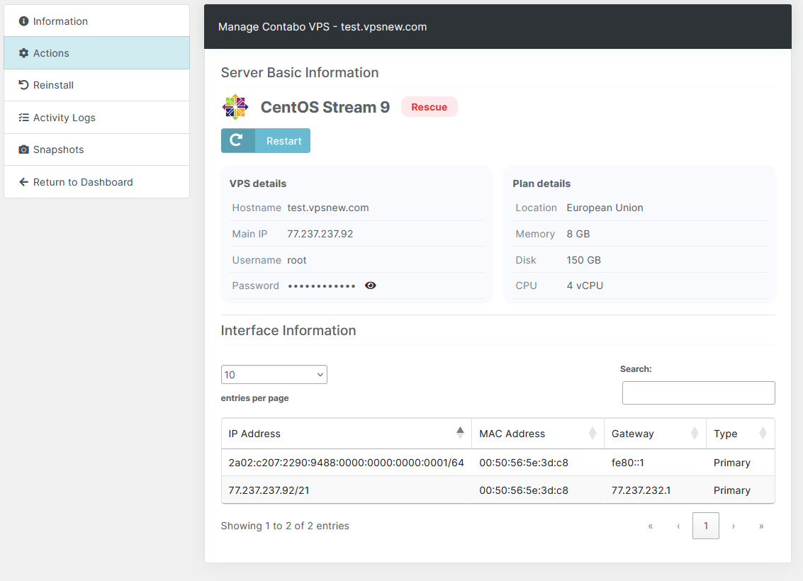 Contabo VPS Blesta Module