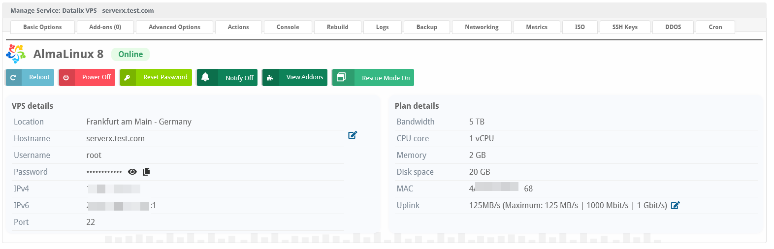 Datalix VPS Automation Blesta Module