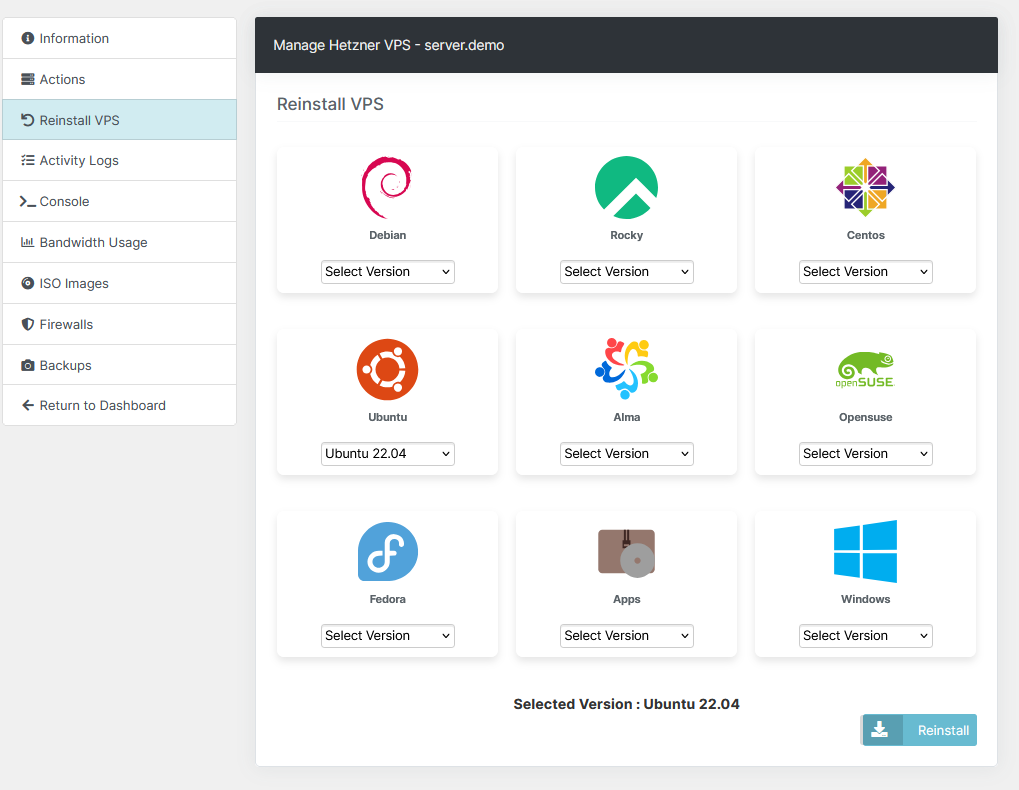 Hetzner VPS Blesta Module