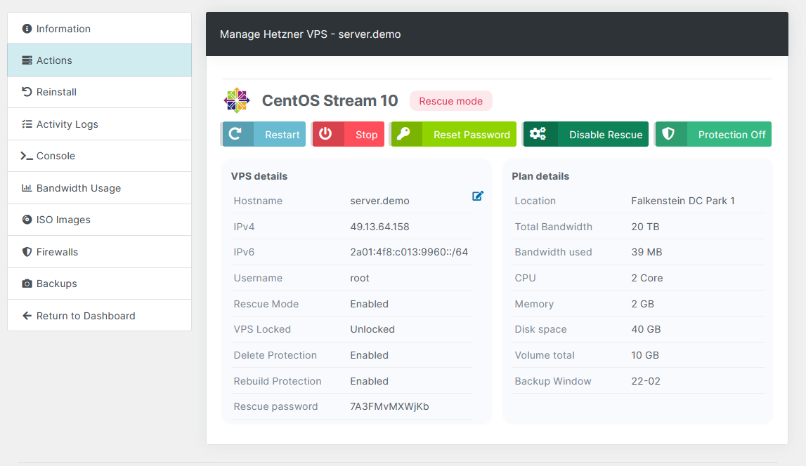 Hetzner VPS Blesta Module
