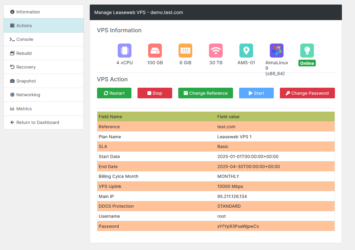 Leaseweb VPS Automation Blesta Module