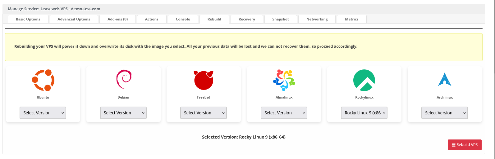 Leaseweb VPS Blesta Modules