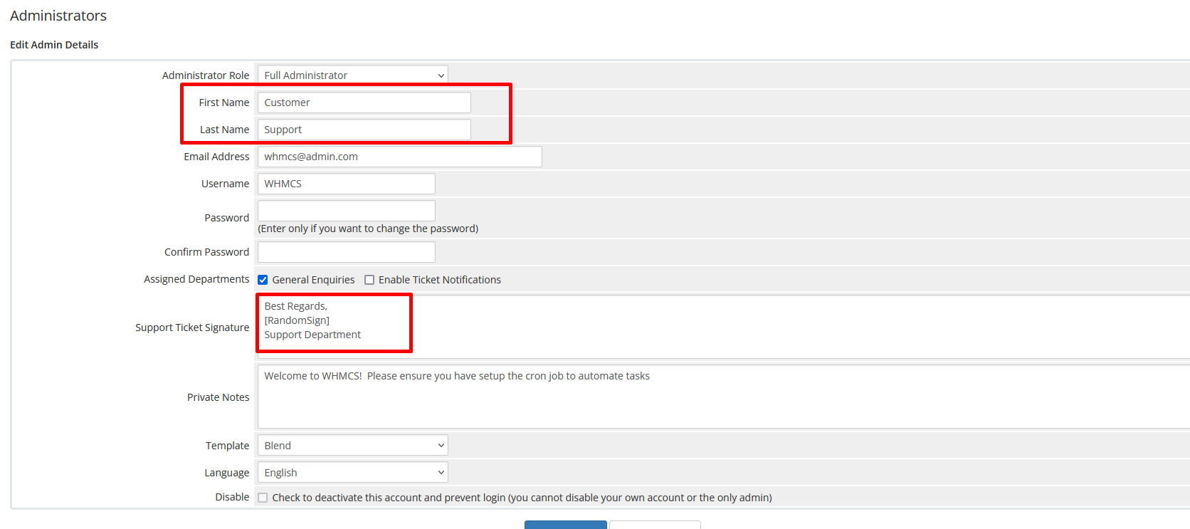 WHMCS Random Signature Support Team