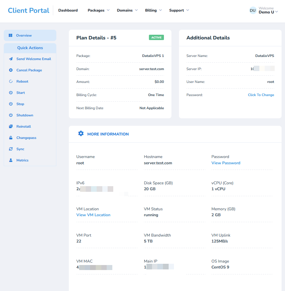 Datalix VPS Clientexec