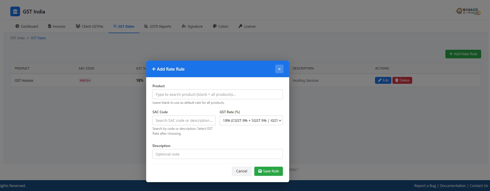 GST Invoice WHMCS
