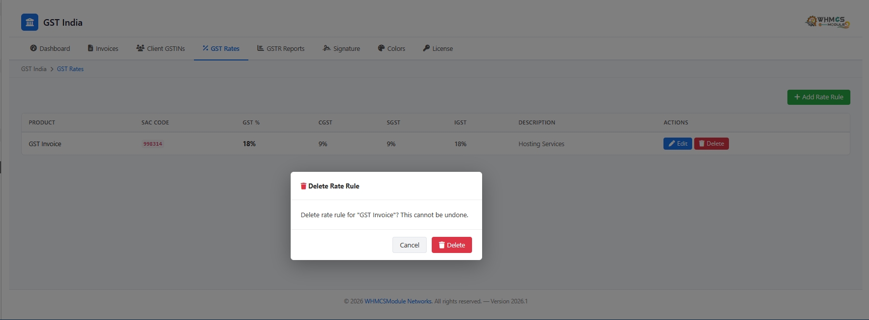 GST Invoice WHMCS