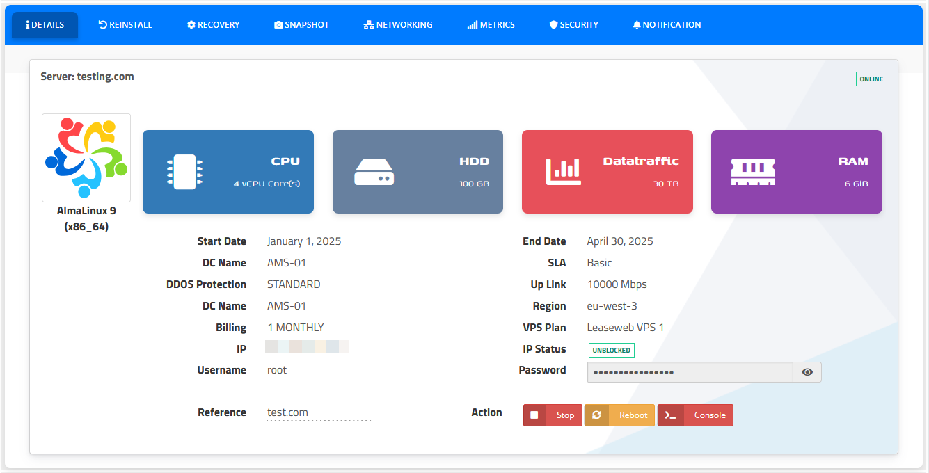 Leaseweb VPS Automation WHMCS Module