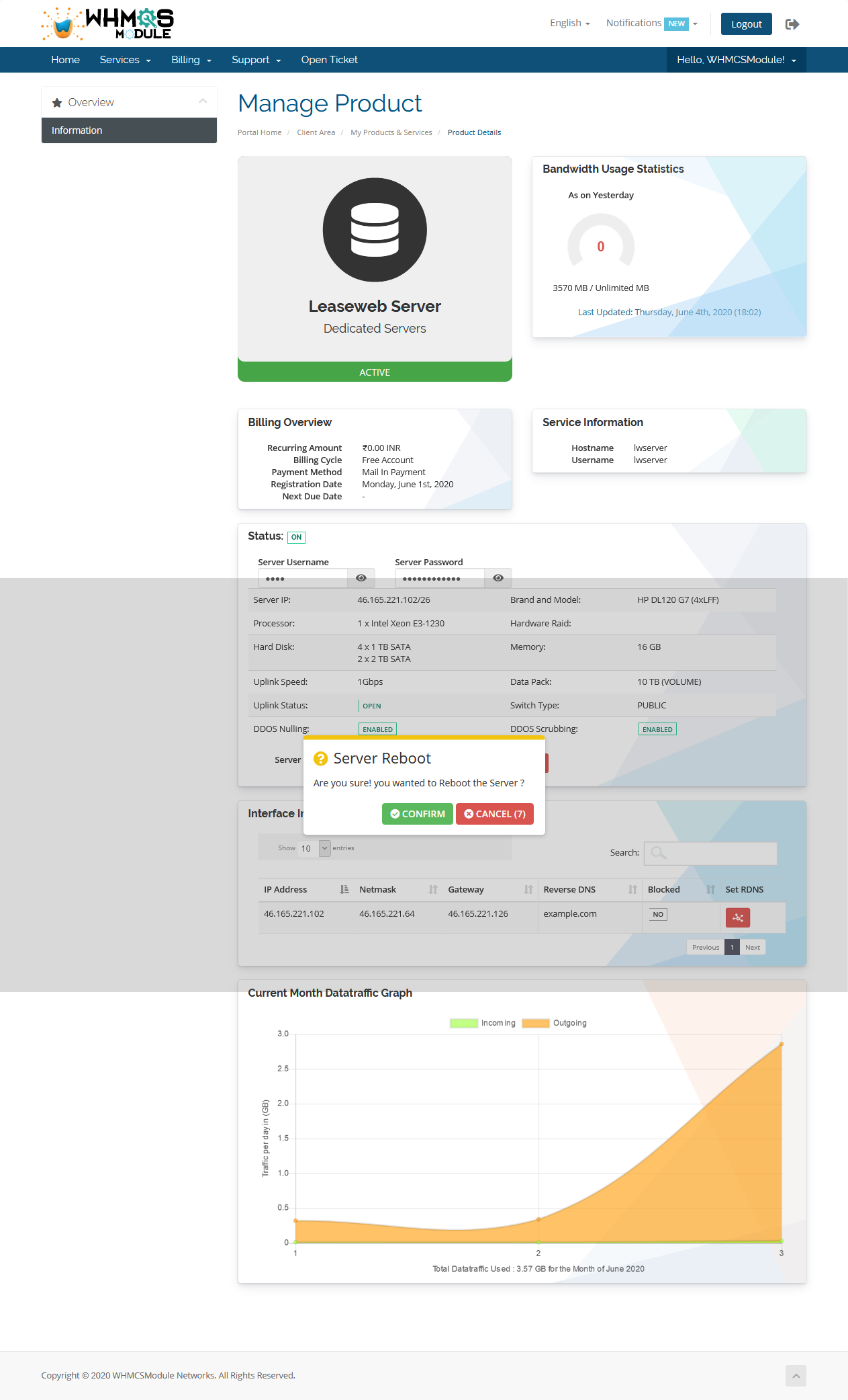 Leaseweb Bare Metals Automation WHMCS Module