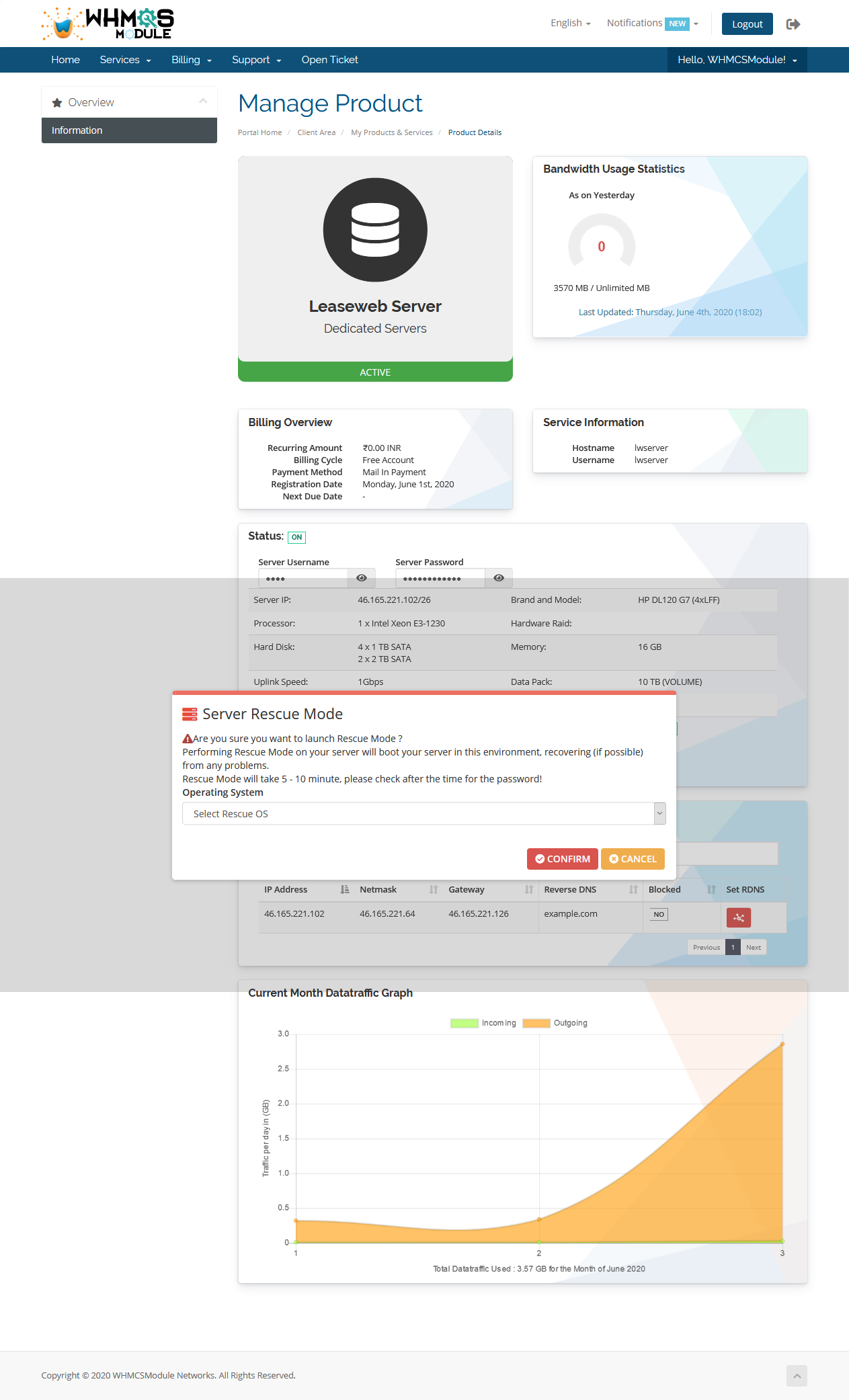 Leaseweb Dedicated Automation WHMCS Module