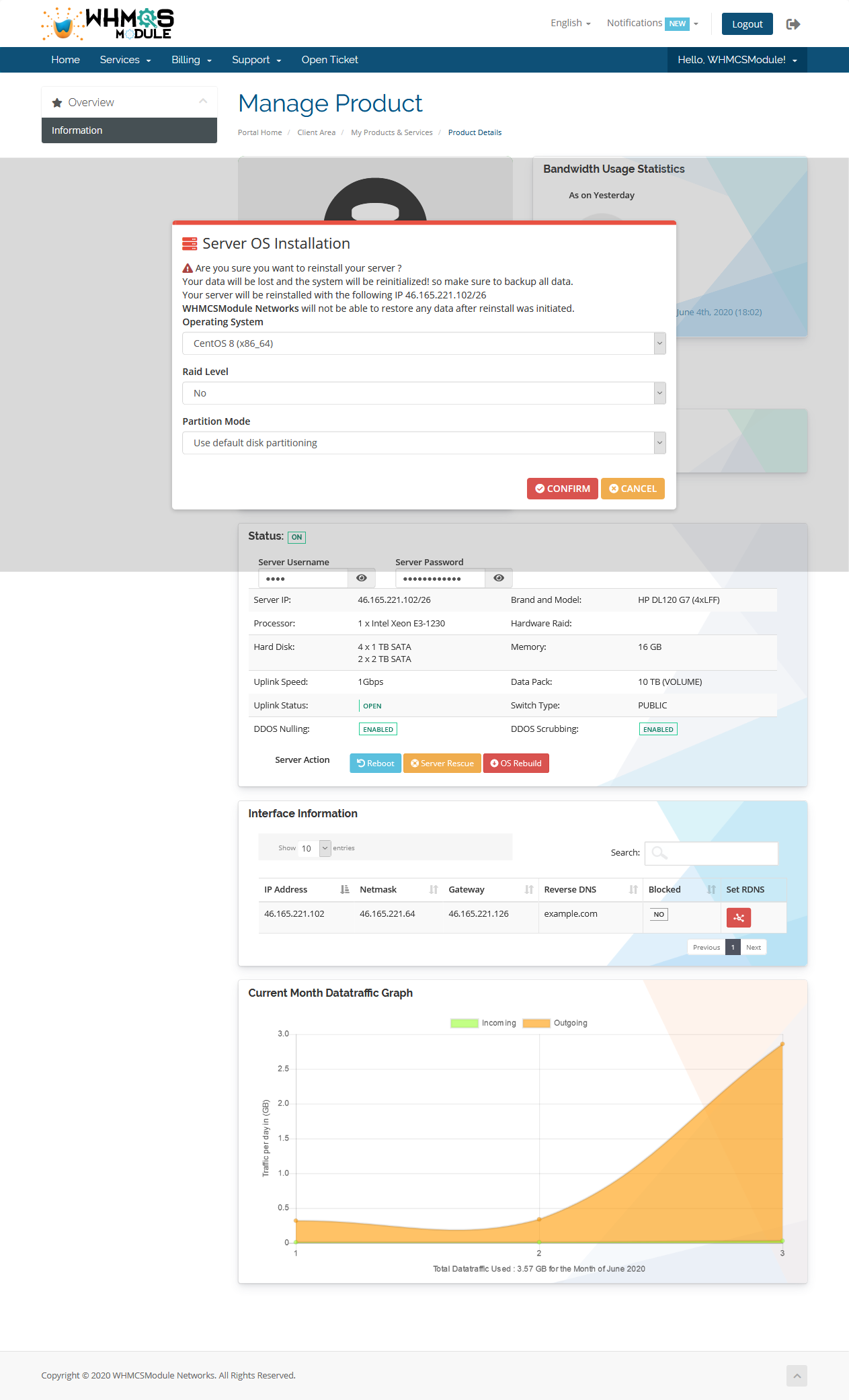 Leaseweb WHMCS Module