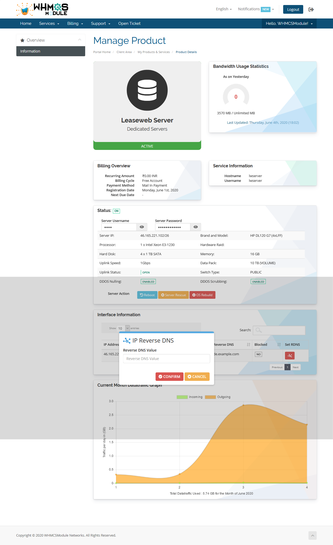 Leaseweb Automation WHMCS Module