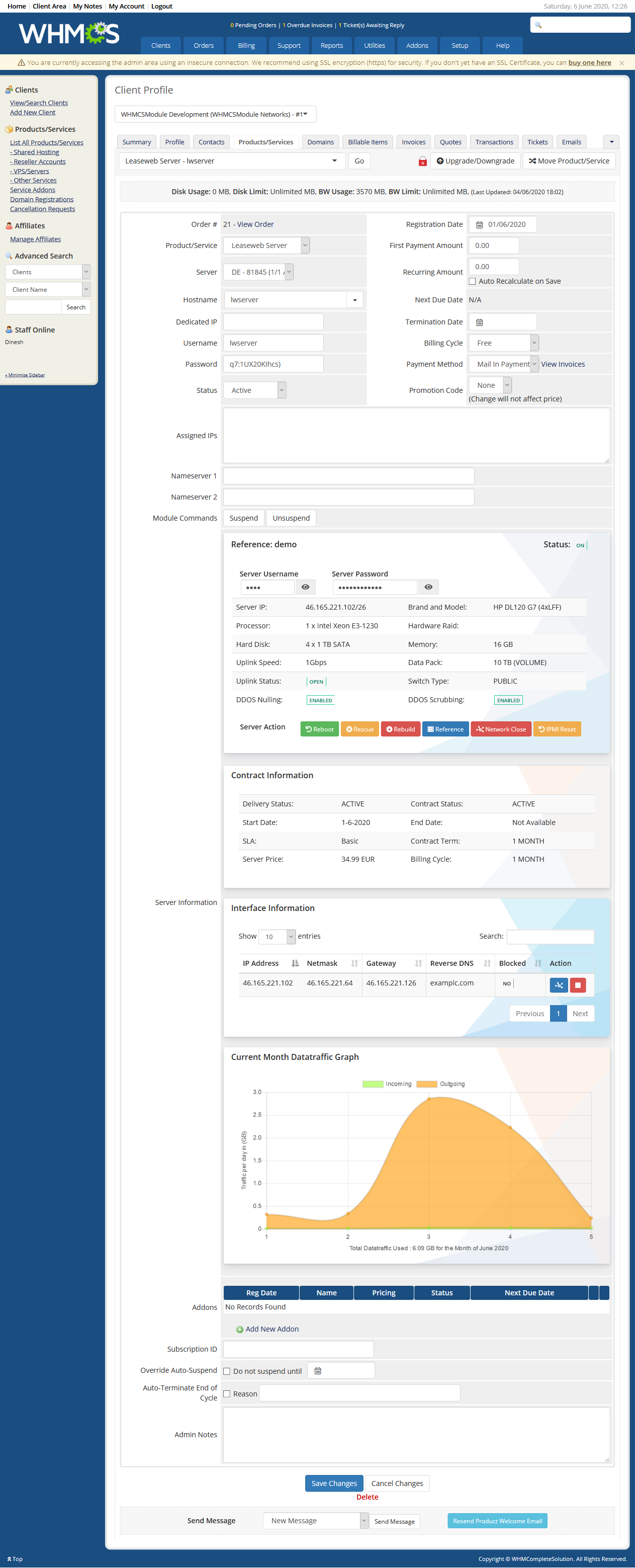 Leaseweb Server Automation WHMCS Module