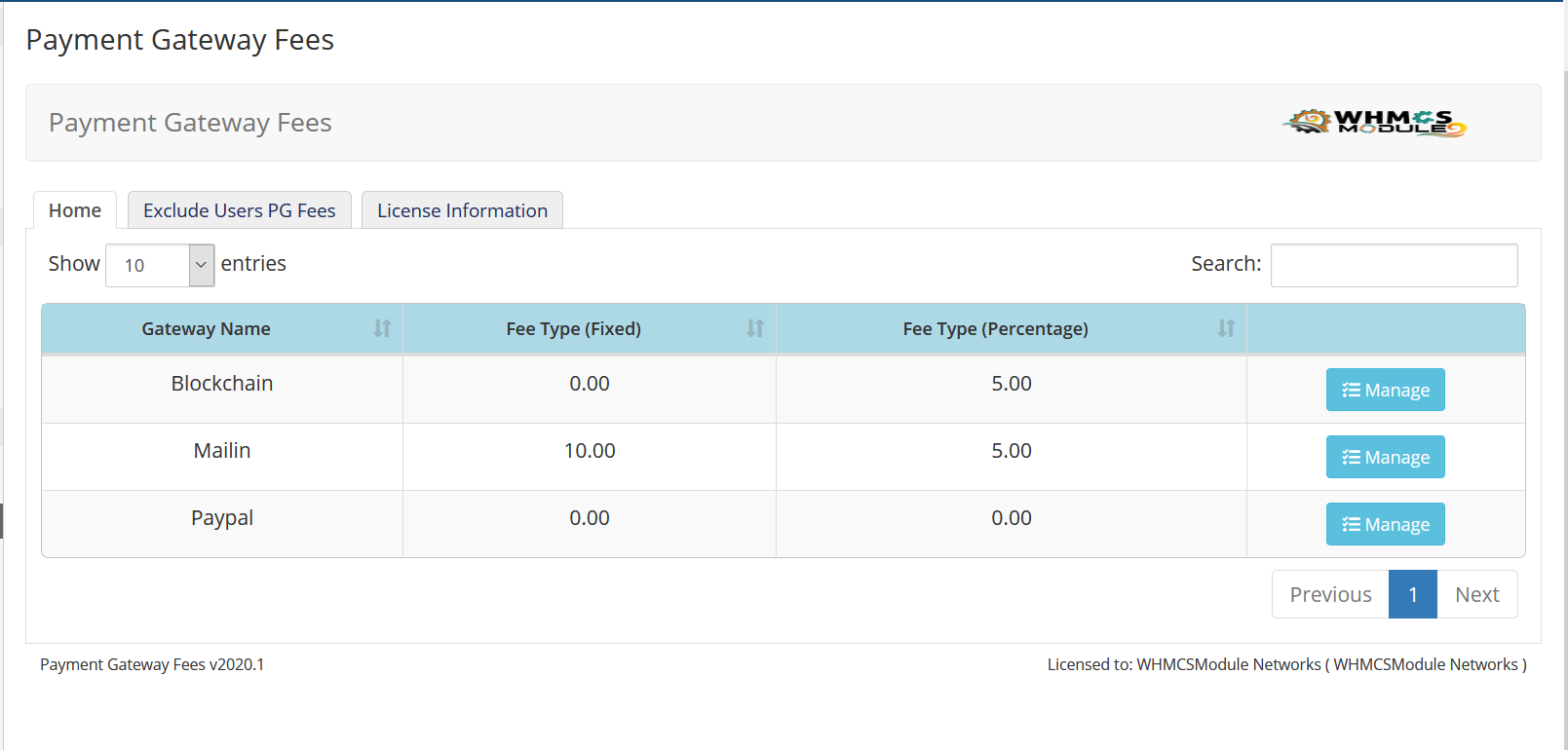 Payment Gateway Fees WHMCS Module