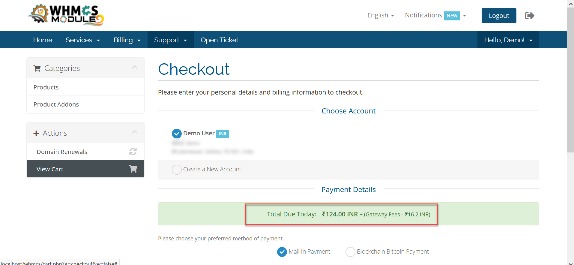 Payment Gateway Fees WHMCS Module