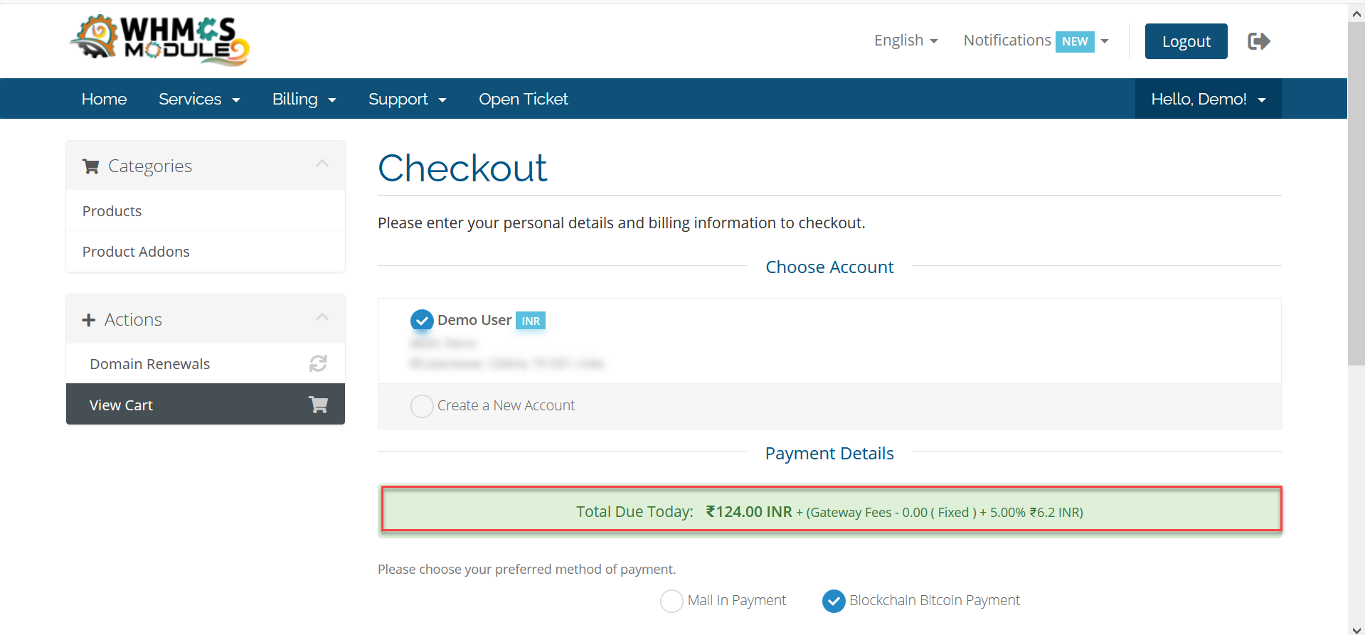 Payment Gateway Fees WHMCS Module