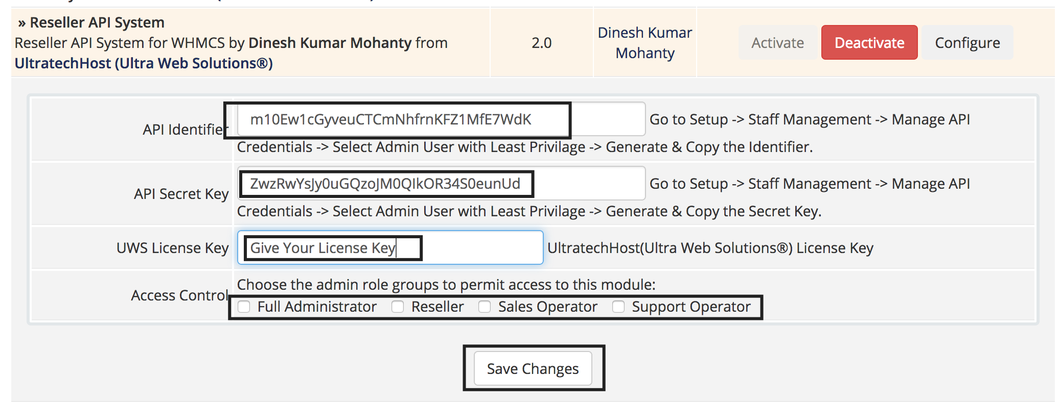 Reseller API System Module for WHMCS