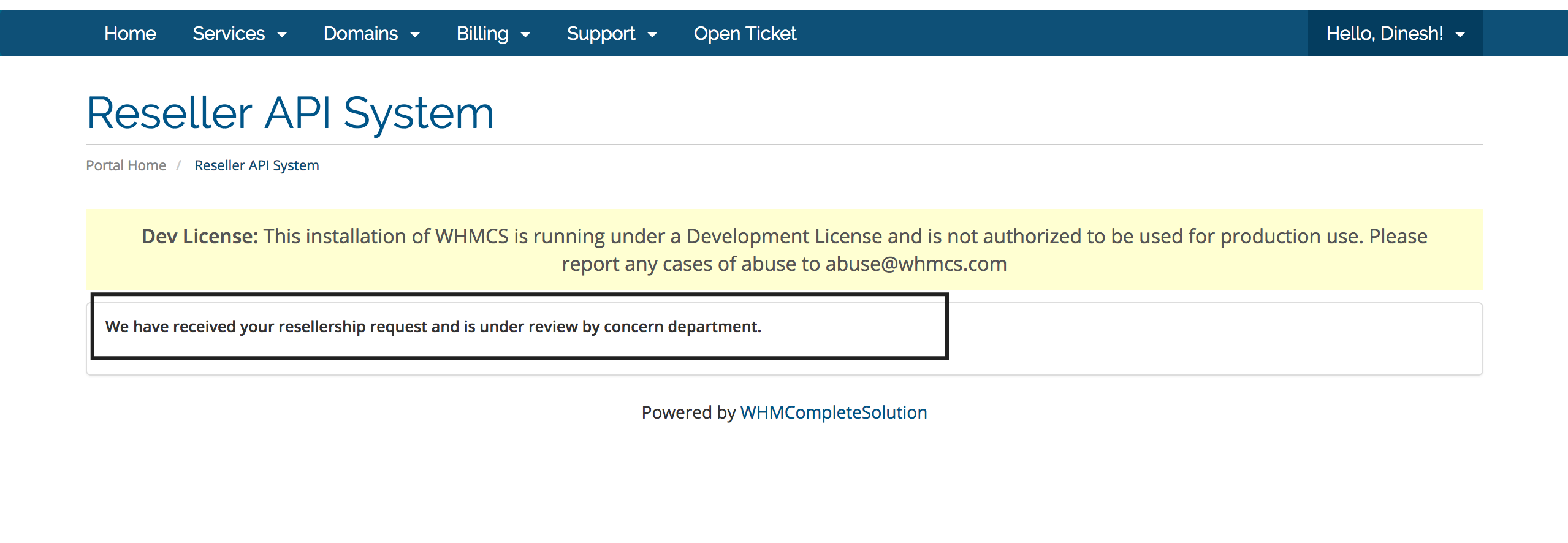 Reseller API System Module for WHMCS