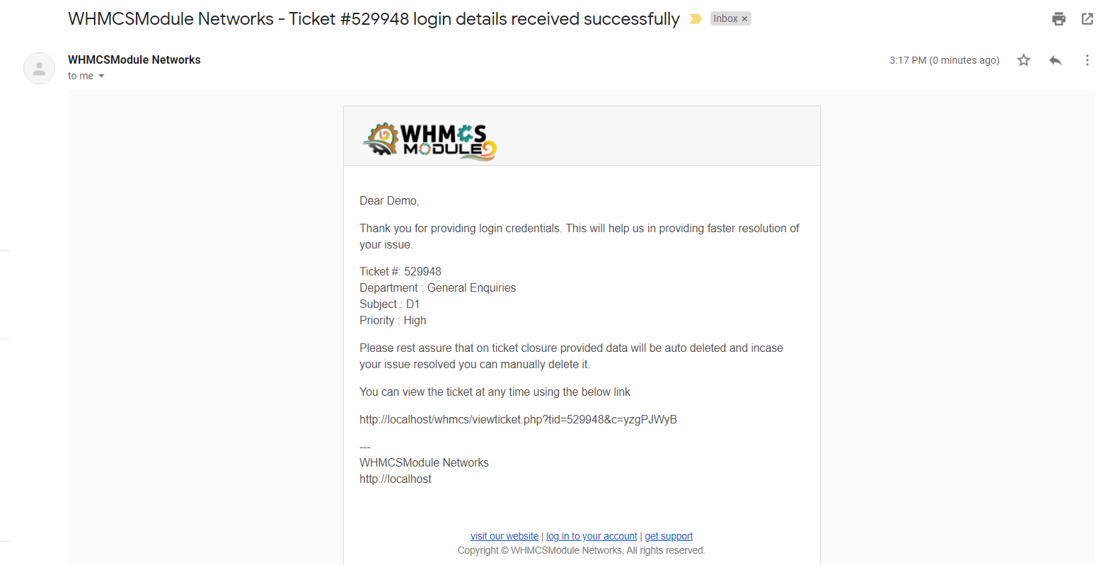 Sensitive Ticket Data for WHMCS