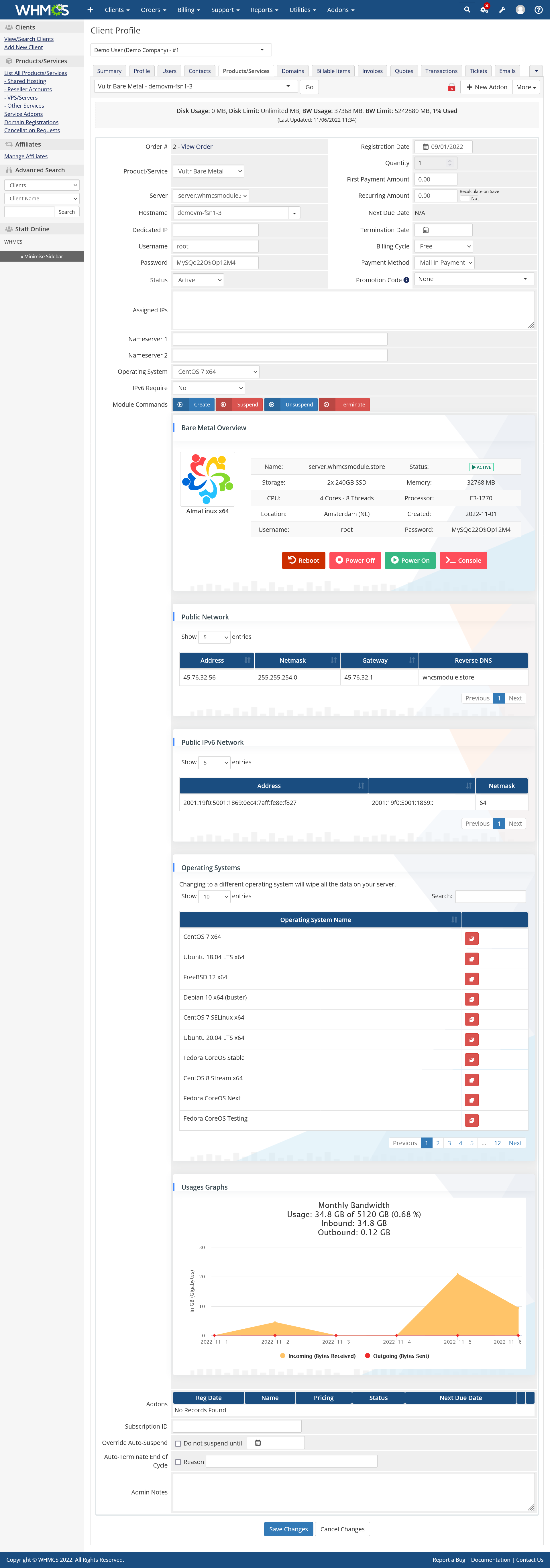 Vultr Bare Metals Automation WHMCS Module