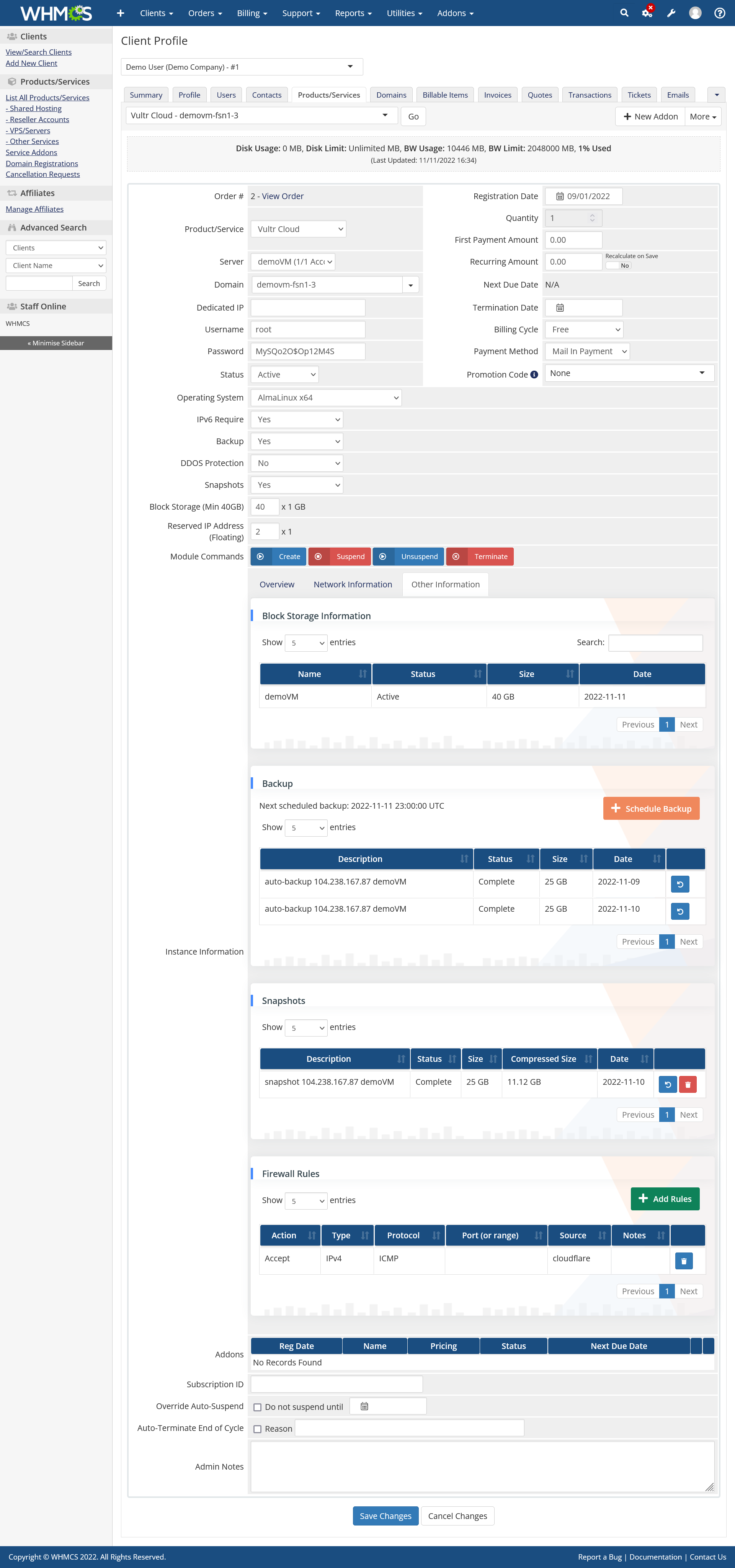 Vultr VPS Server WHMCS Module