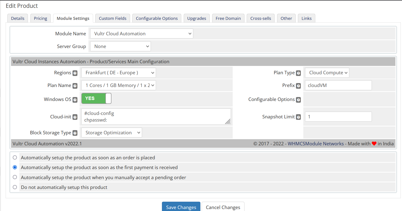 Vultr VPS for WHMCS