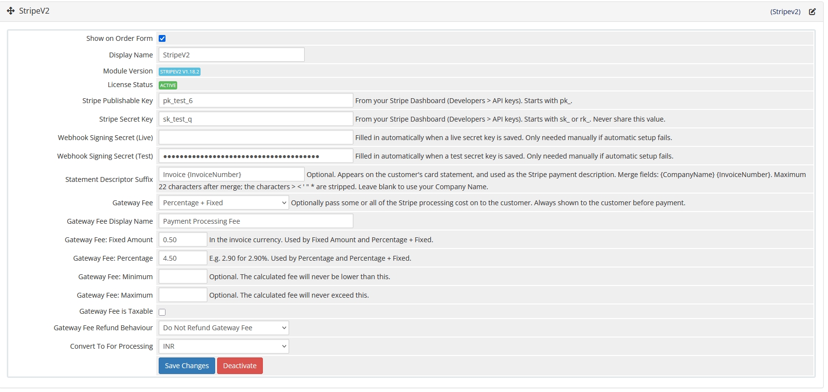 Stripe Payment Gateway Module for WHMCS