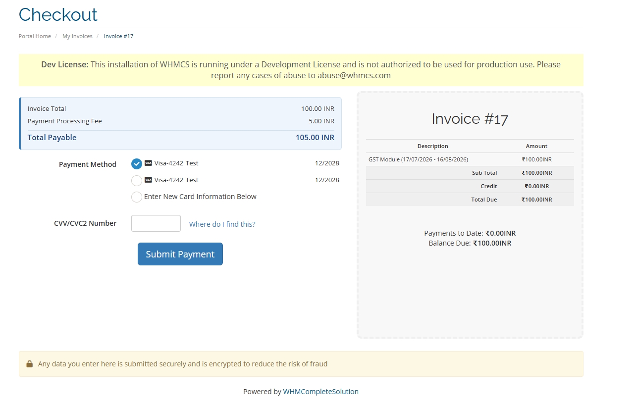 Stripe Payment Gateway Module for WHMCS