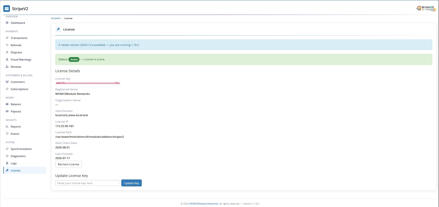 Stripe Payment Gateway Module for WHMCS