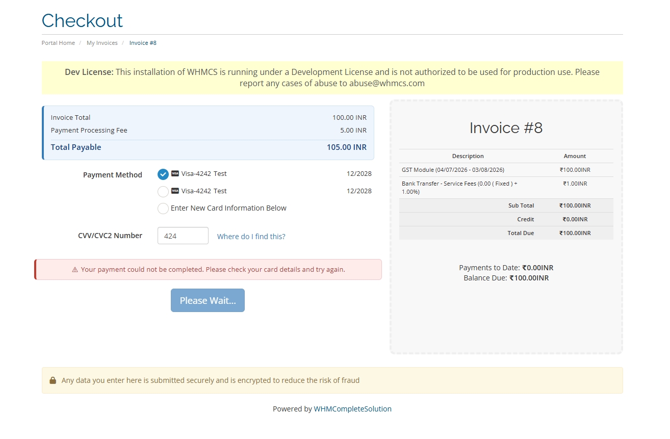 Stripe Payment Gateway Module for WHMCS